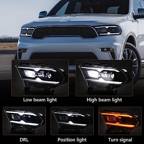 Full LED Headlight Assembly Compatible with Dodge Durango 2021 Left(Driver)