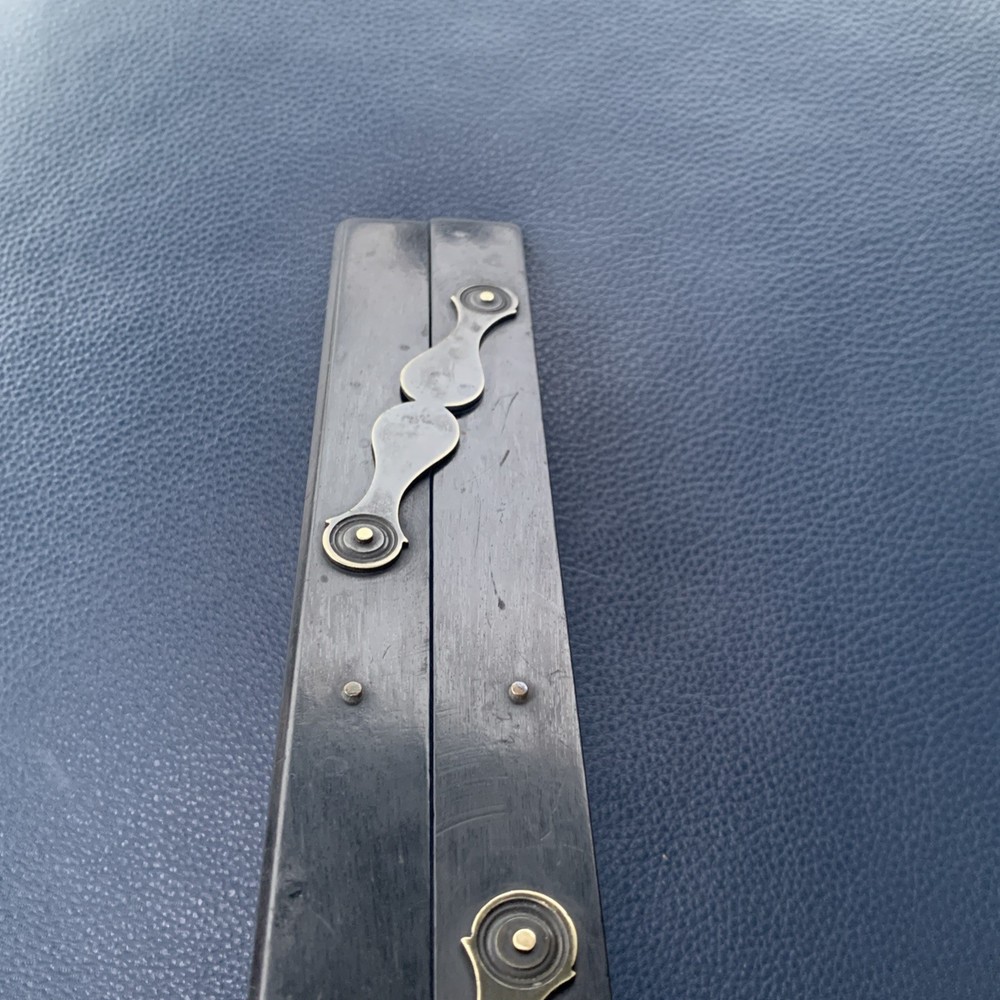 Antique Ebony & Brass Parallel Ruler Architectural Drafting / Nautical 12” Long