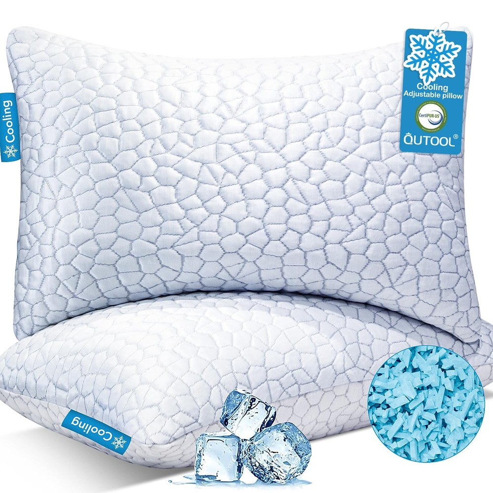 Cooling Pillow for Sleeping 2 Pack,Luxury Shredded Memory Foam Bed Standard P...