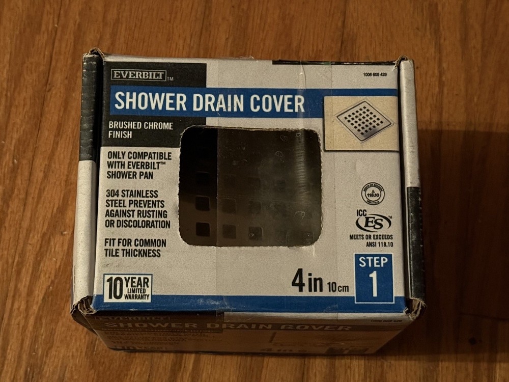 Everbilt Watershield Shower System 4 in Chrome Drain Grate