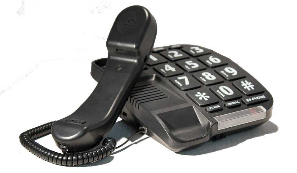 Big Button Phone for wall or desk with Speaker and Memory (Black)