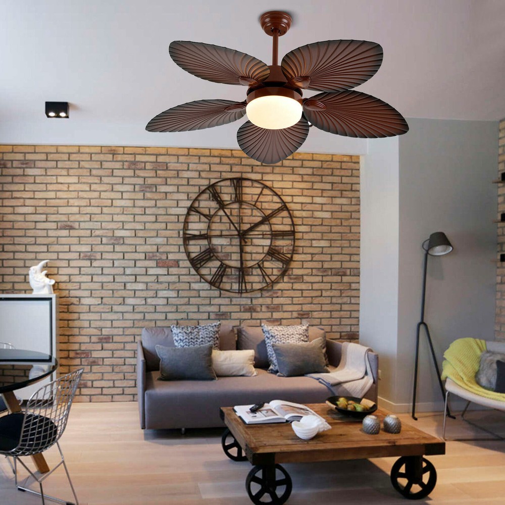 42 inch Tropical Palm Leaf Shape Ceiling Fan with Light Changes W/Remote Control