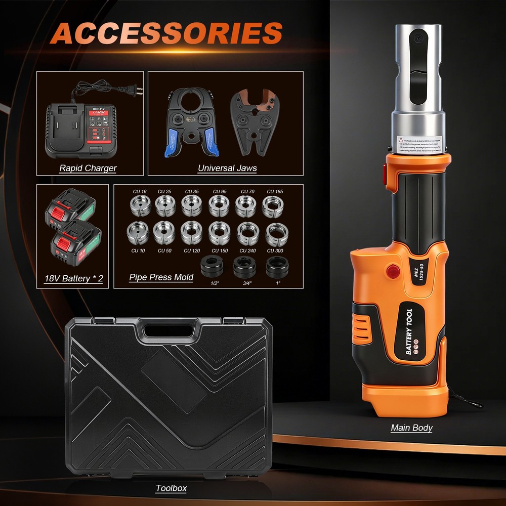 Pro Press Tool Pipe Crimping Kit Press Tool Battery Kit Crimp&Shear In One Click