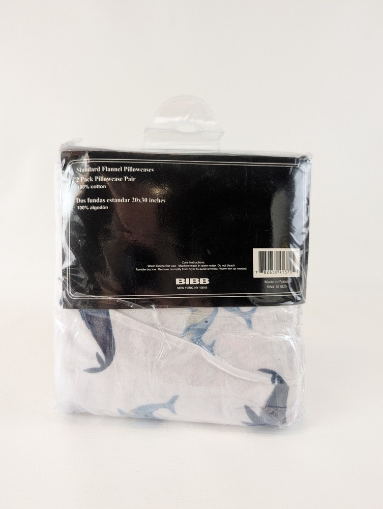 BIBB Pillowcases 2 Pack White Blue Whales New
