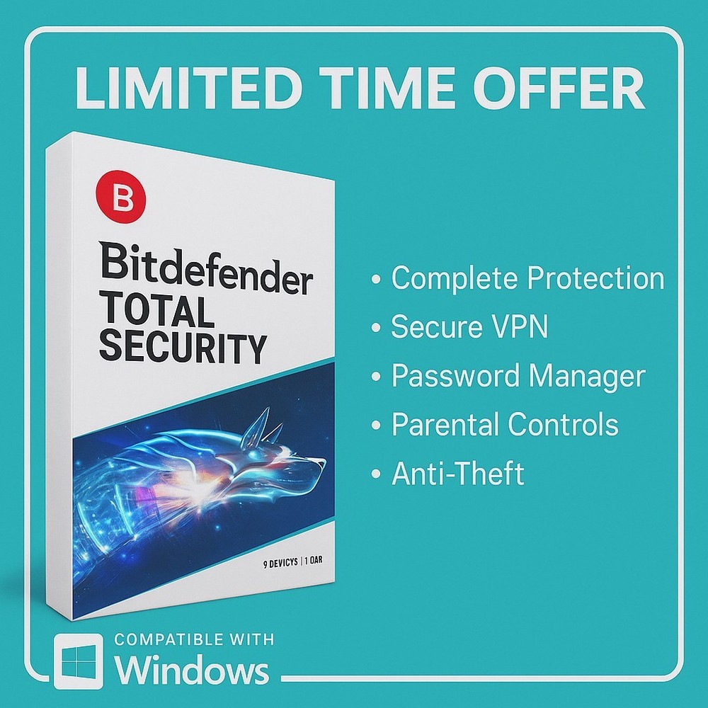 Bitdefender Total Security For 3 Years 1 Windows Device (Total Protection)