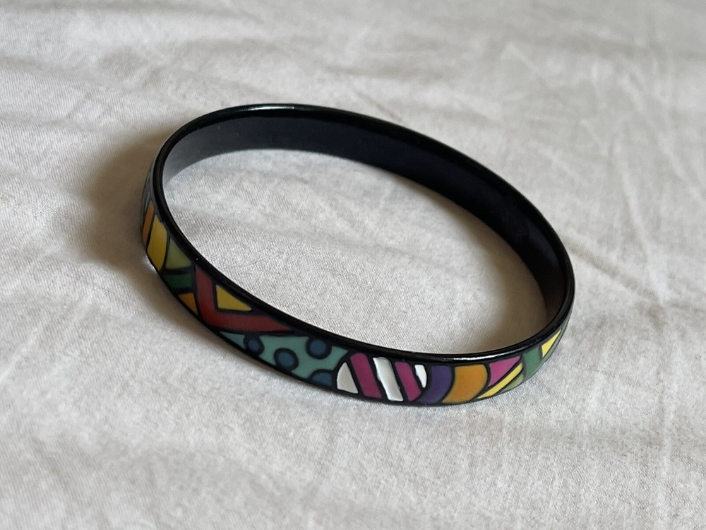 enamel on brass modern art bangle bracelet pop art Design