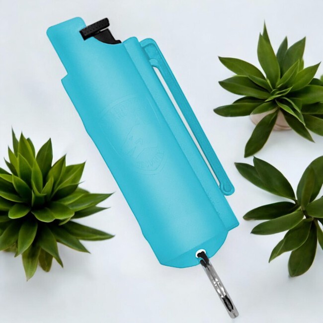 Pepper Spray Guard Dog UV Dye 16ft Range Light Blue Plastic Case Keyring