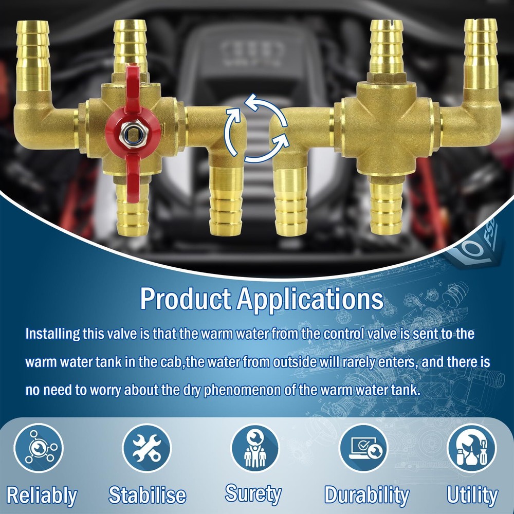 Heater Core Bypass Valve 4-Way Solid Brass Automobile Integrated Manual