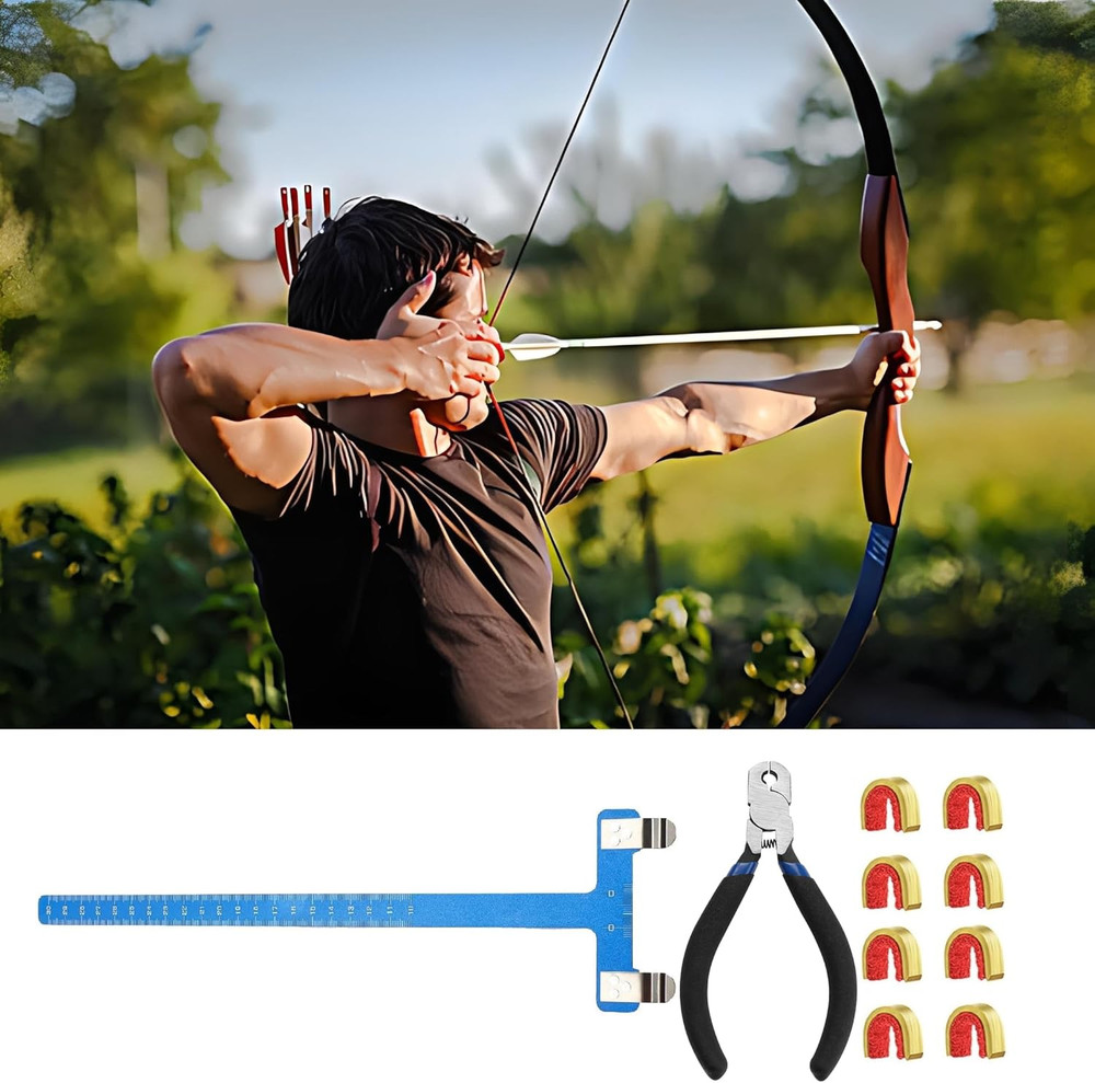 Archery Bow String Nocking Points Set with T Square Ruler Nocking Buckle Pliers