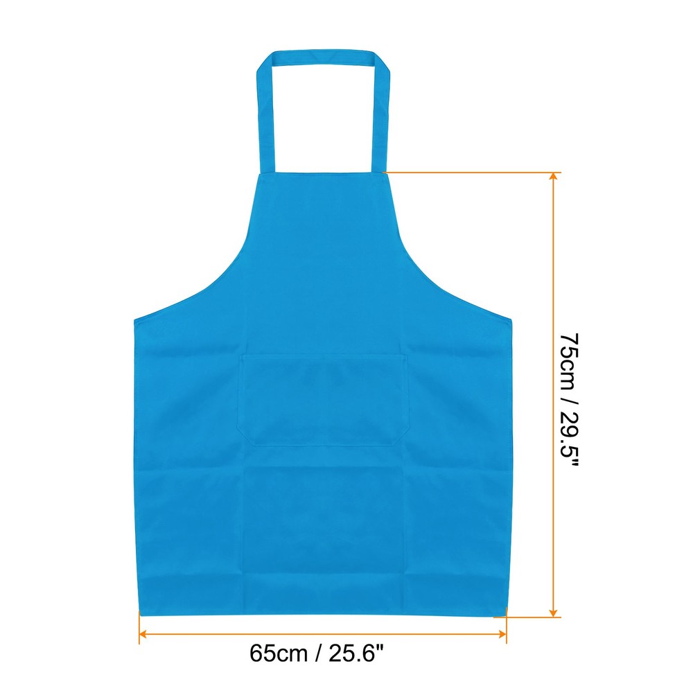 4pcs Kitchen Cooking Aprons 75x65cm Polyester Art Apron Light Blue