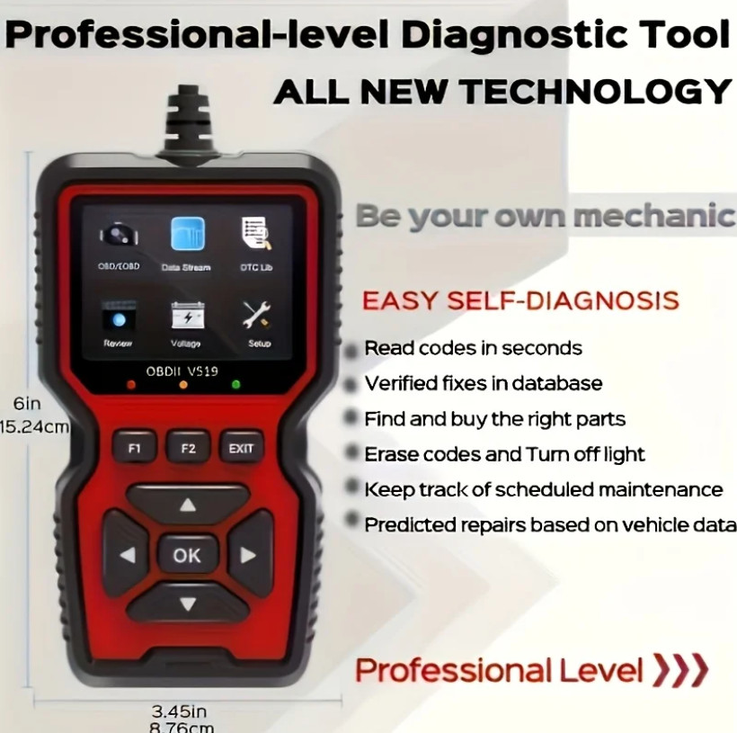 Professional OBD2 V519 Scanner - 2026 Upgraded OBDII + CAN Code Reader US