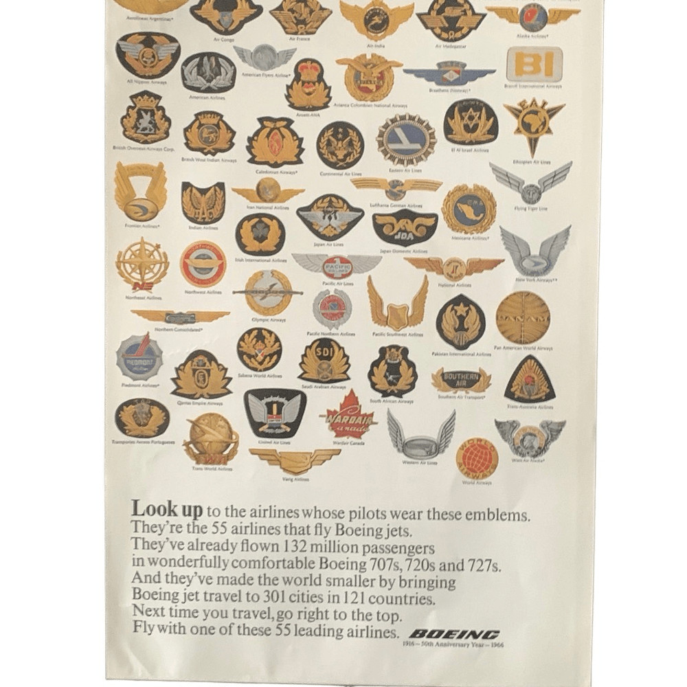 Vintage 1966 Boeing 50th Anniversary Ad Advertisement
