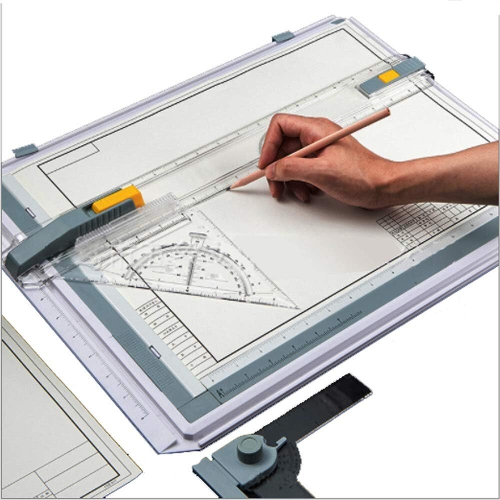 Versatile A3 Drawing Board Workstation with Sliding Ruler & Support Legs
