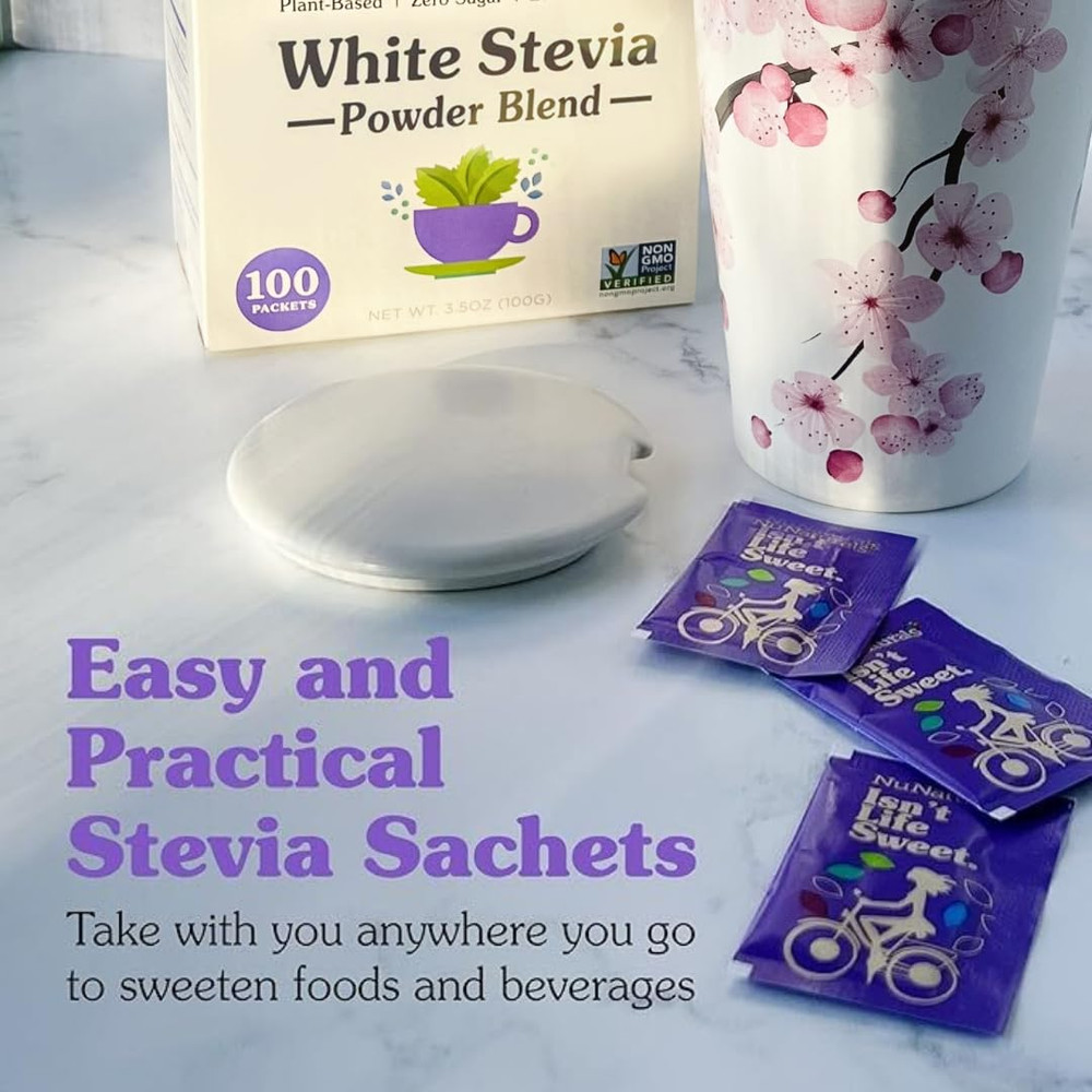 White Stevia Powder Packets, Single-Serve, Zero Calorie Sugar Substitute, 100 Co