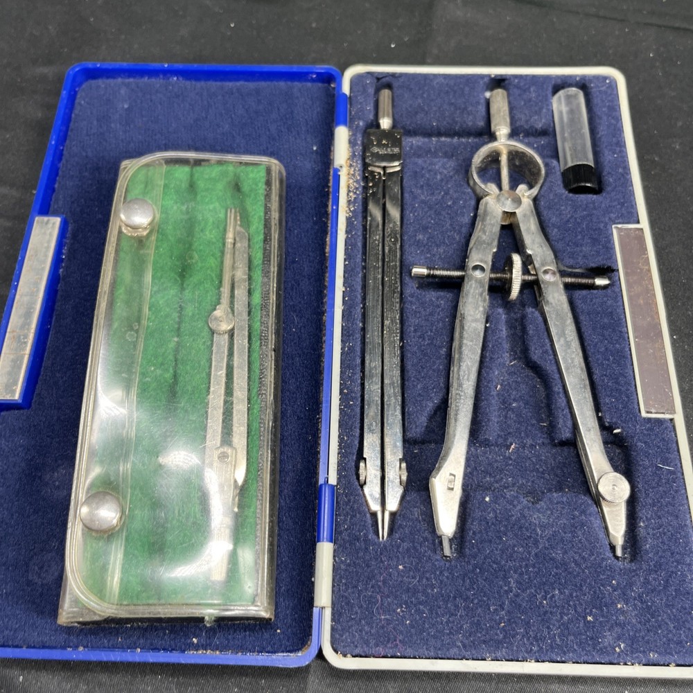 Vintage Dietzgen w/3 Drafting Tools Original Case Architect Germany