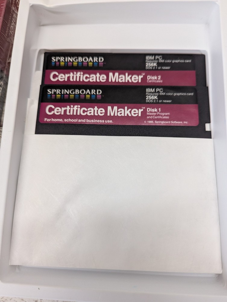 Vintage Springboard Certificate Maker IBM Tandy and compatibles