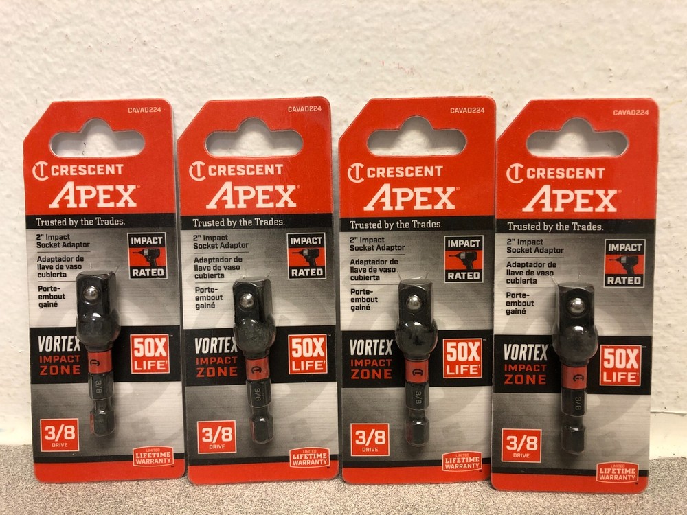 Crescent CAVAD224 VORTEX Impact 3/8" Drive Socket Adapter 4 Pack