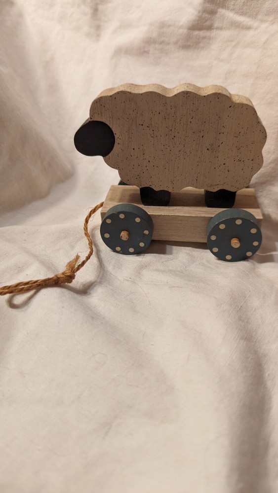 Wood Sheep On A Wagon Pull Toy