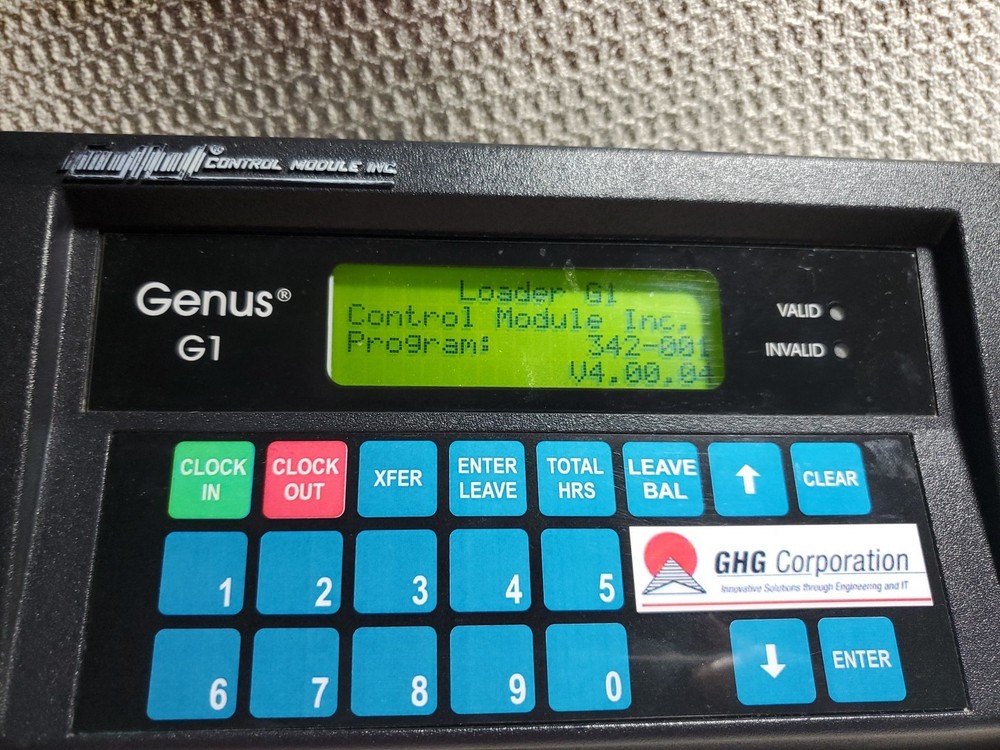 Genus G1 Mark II control module time clock data collection terminal