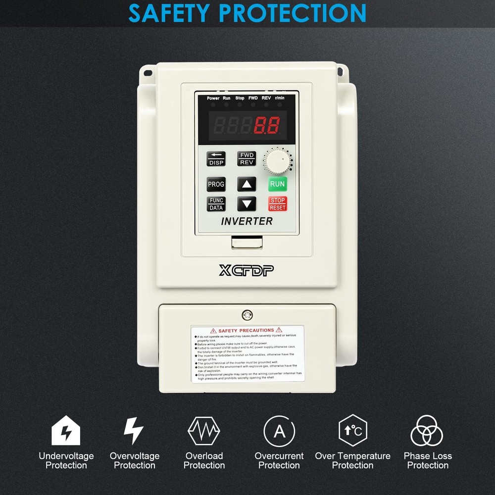 XCFDP AC 220V/1.5kw 2HP Variable Frequency Drive8A VFD Inverter Single Phase ...