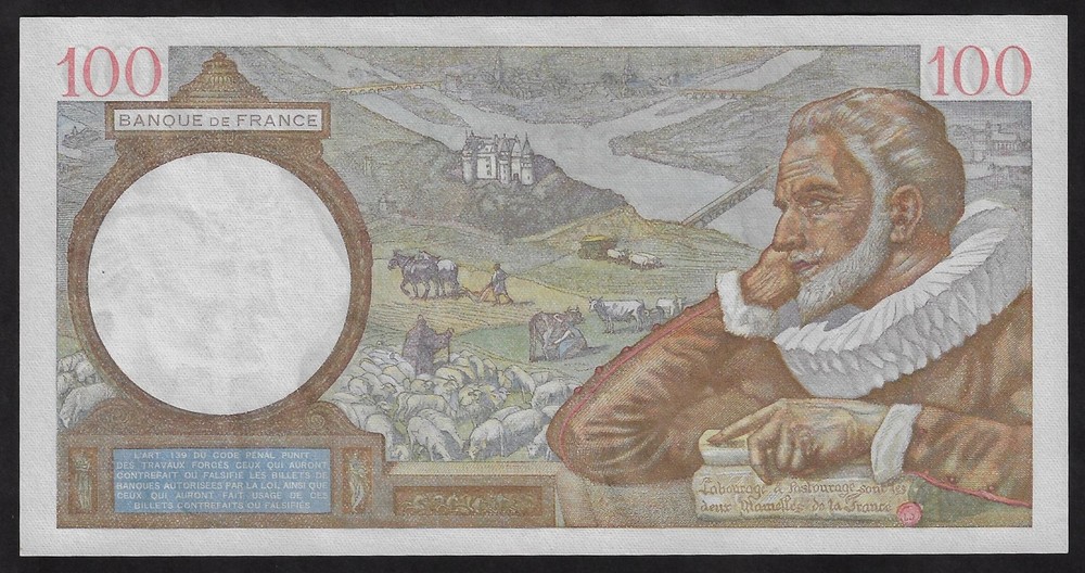 FRANCE 100 FRANCS 1942 ''Sully'' GEM UNC