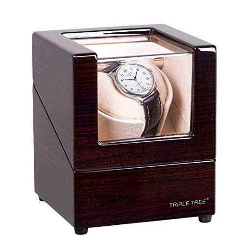 Single Watch Winder for Automatic Watches, with Super Quiet Pine Bark Pattern
