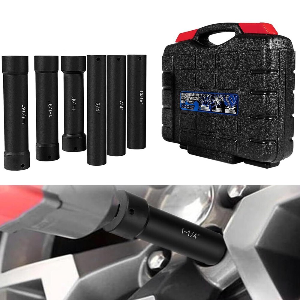 1/2 Inch Drive Heavy Duty Extended Length Extra-Deep Length Impact Socket Set