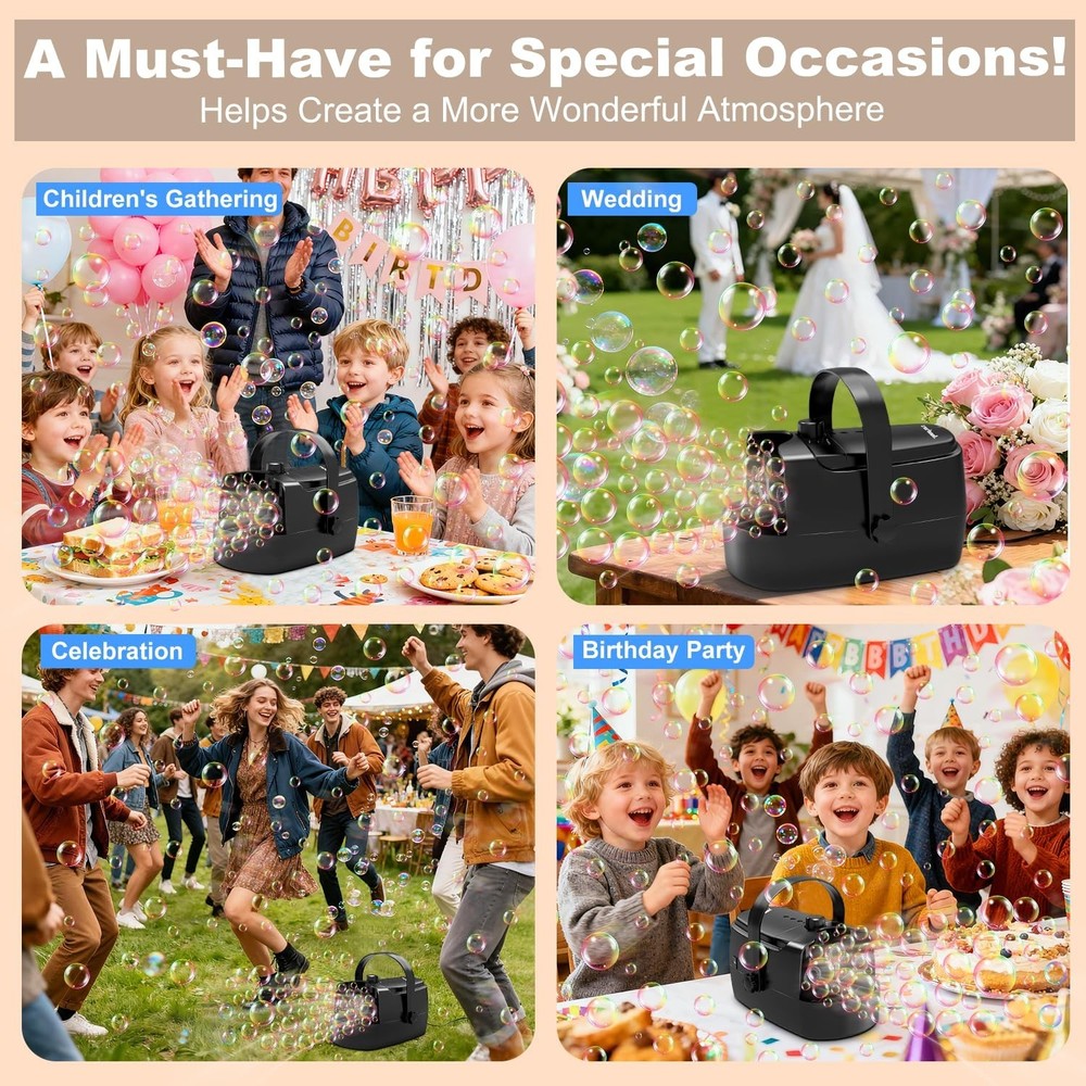 Bubble Machine Durable Automatic Bubble Blower, 18000+ Big Bubbles Per Minute...