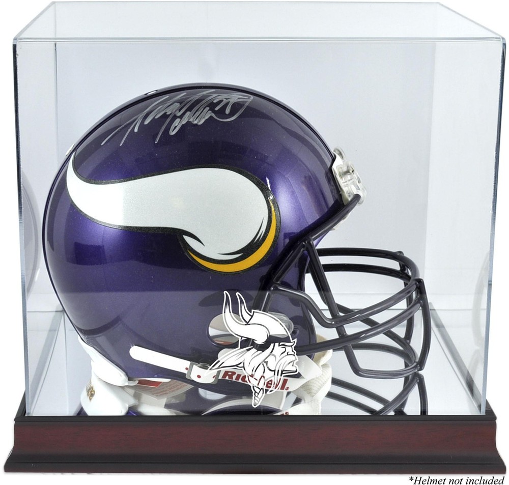 Vikings Mahogany Helmet Display Case & Mirror Back
