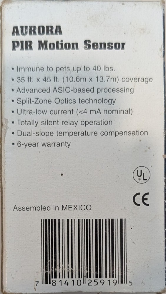 Ademco Aurora PIR Wall Motion Sensor - SAME DAY SHIPPING