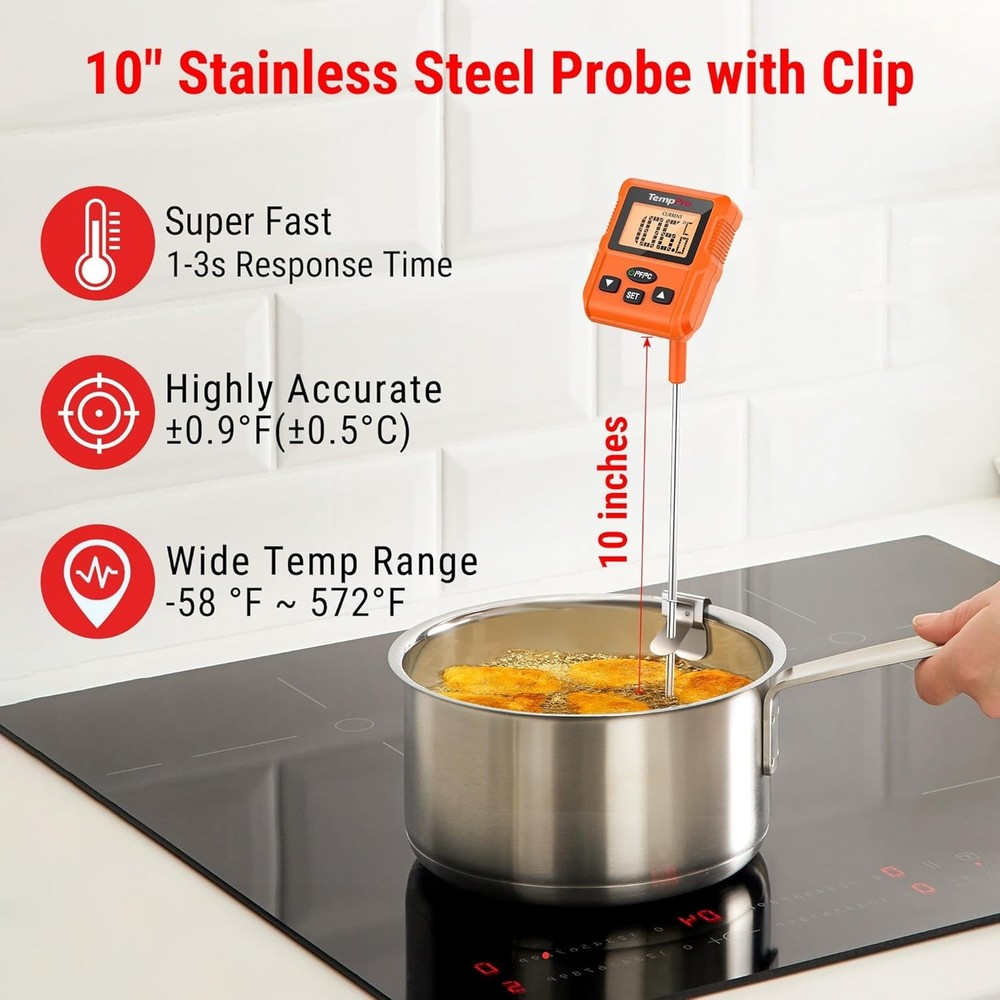 Advanced Instant Read Thermometer with Standard Pot Clip & Calibration Function