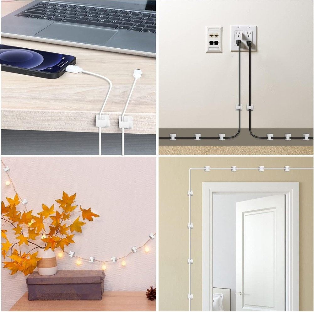 100 PCS Adhesive Cable Clips White (Small & Large), Small&Large,