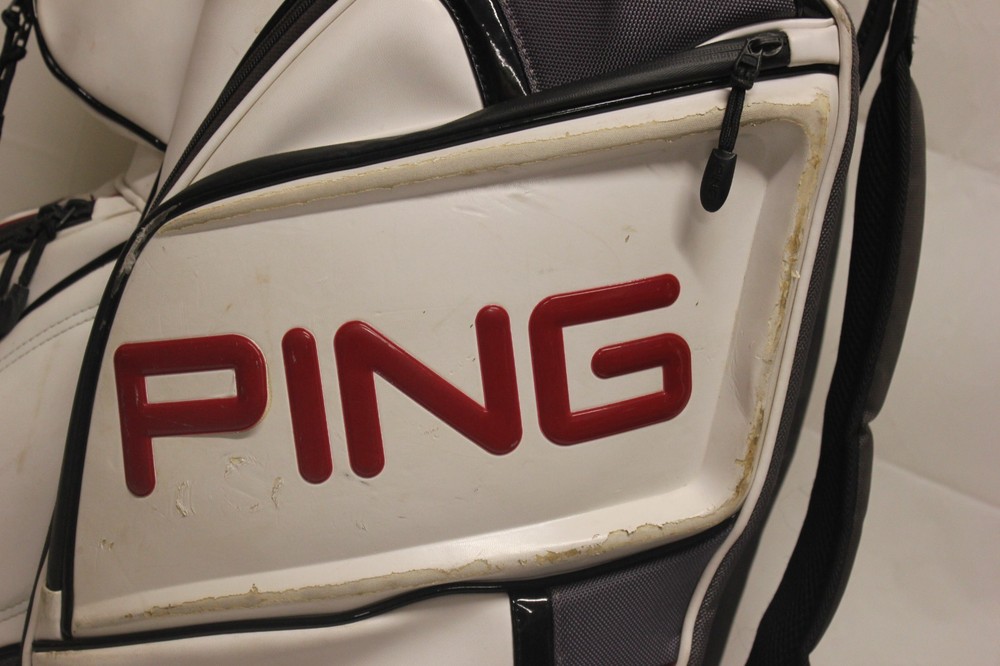 Vintage White Leather Ping Golf Bag 14-Way B1