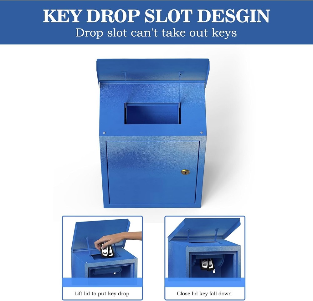 Key Drop Box for outside Wall Mount, Key Return Box for Automotive, Anti-Thief &