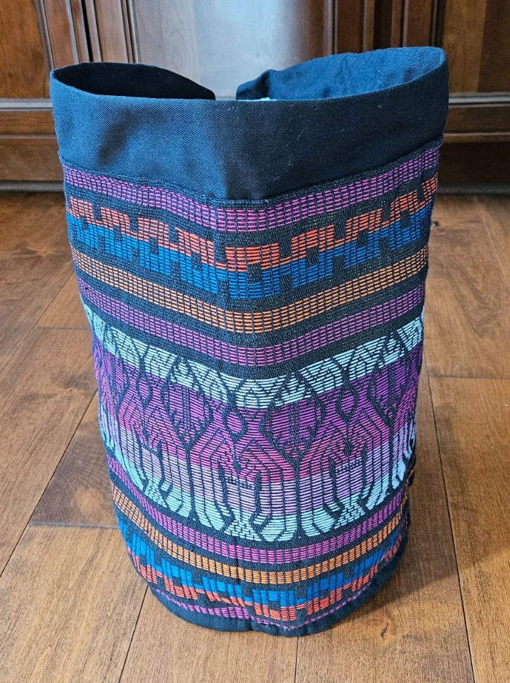 VTG Knapsack Drawstring Bag Woven Cotton Boho