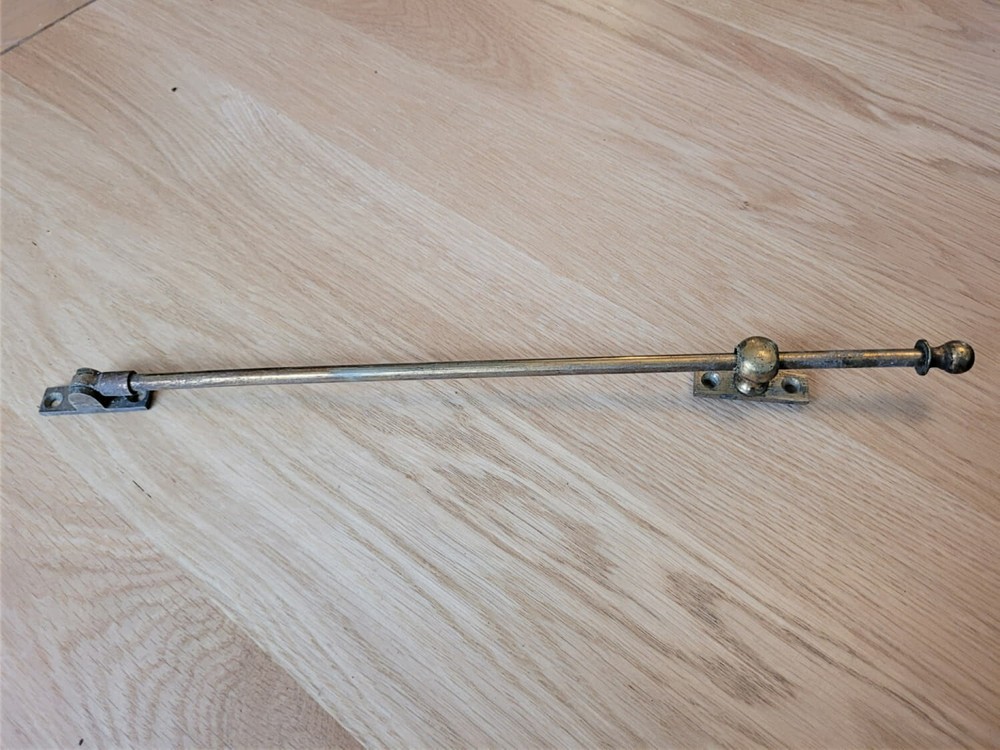 Antique Solid Brass Sliding Window Stay with Rounded Finial