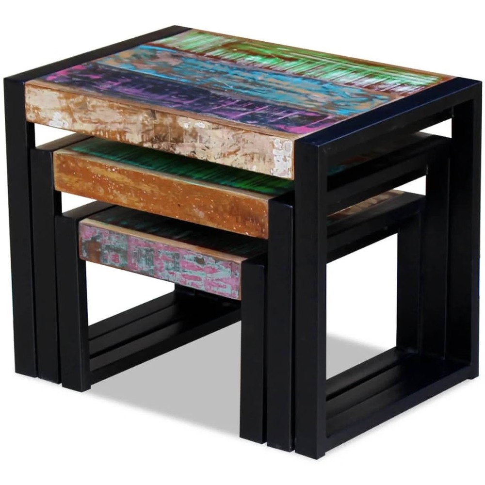 Side Table Set of 3 Varies Solid reclaimed wood Small to medium