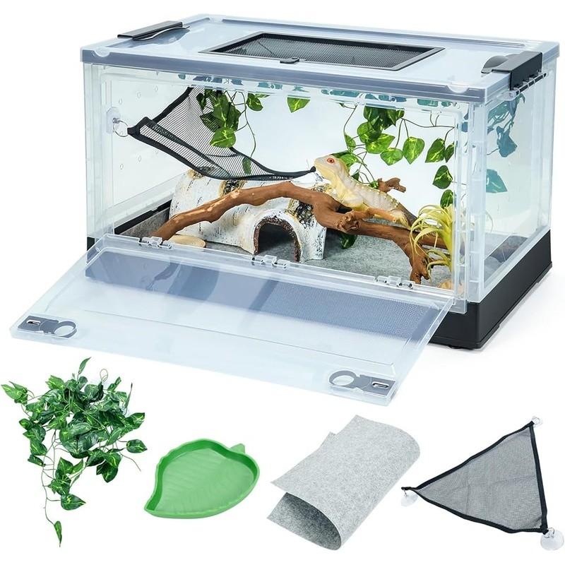 Portable Foldable Reptile Habitat Clear Observation Ventilation Lockable Design