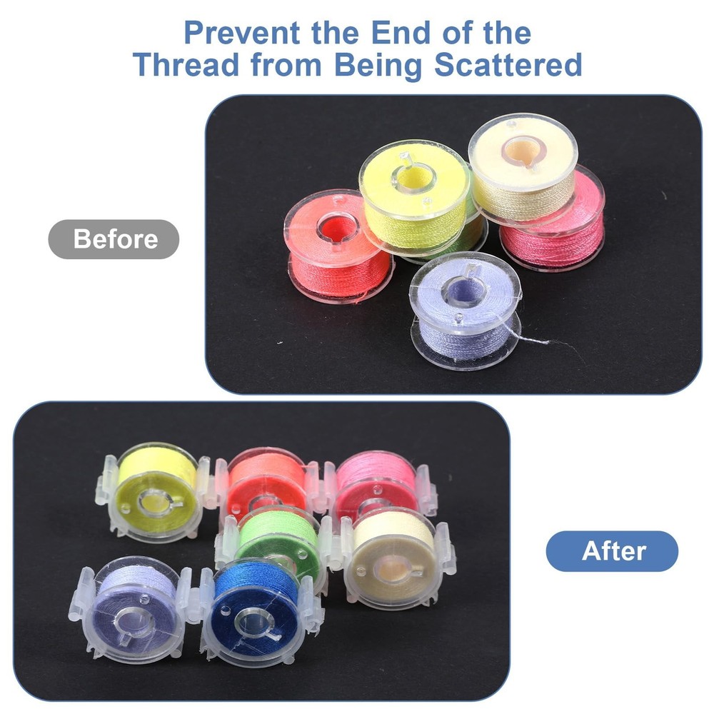 80Pcs Clear Plastic Bobbin Clips, Thread Spool Organizers, Sewing Tool Access...