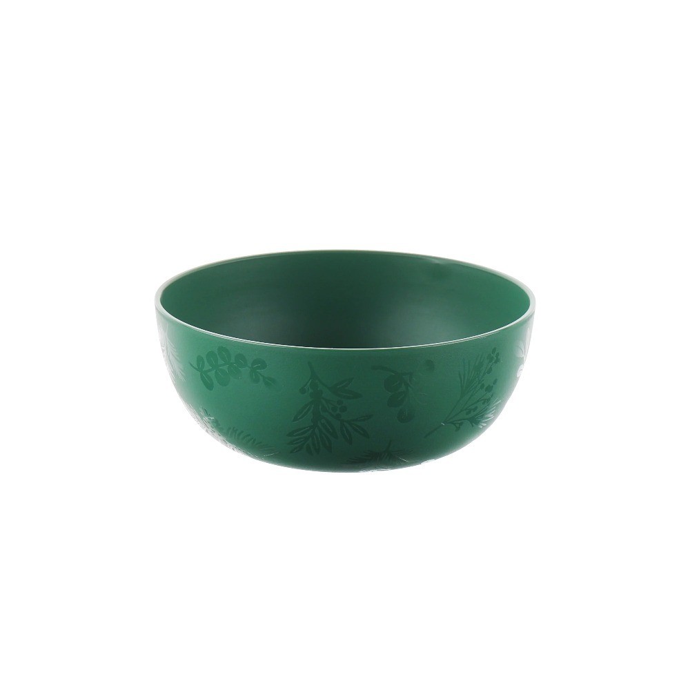 Plastic Etched Holly Pattern 12-Piece Dinnerware Set in Green
