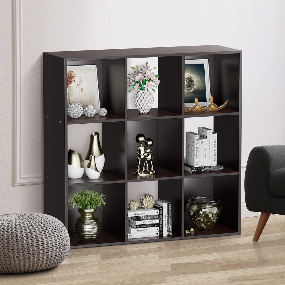 Closet Organizer Storage Shelves Save Space Study Bookshelves 9-Cube, Brown