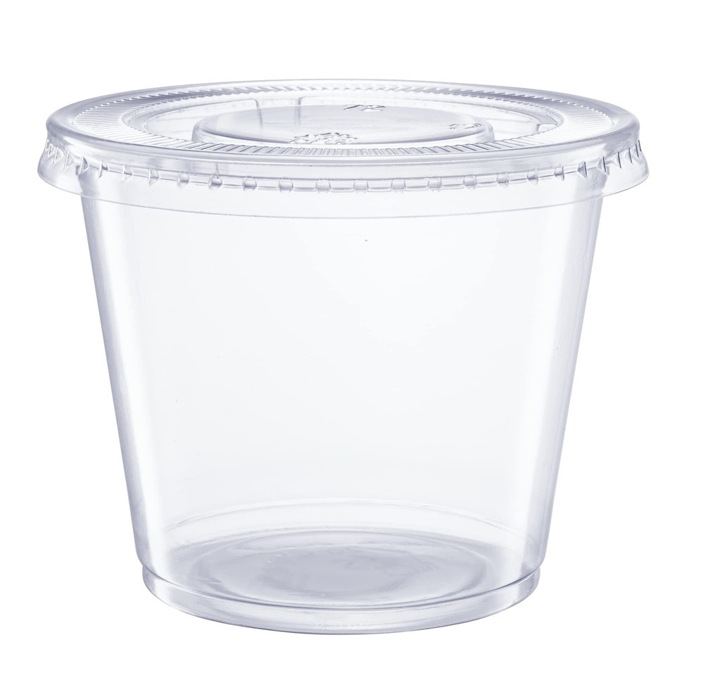 200 Sets - 5.5 oz. Plastic Disposable Portion Cups with Lids Souffle Cups