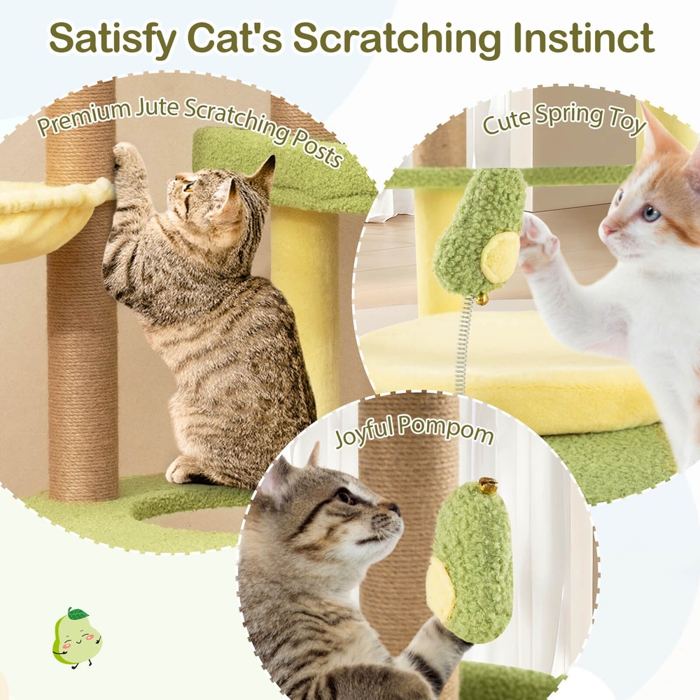 Multi-level Cat Tree w/ Wide Perch Rotatable Basket Removable Soft Cushions