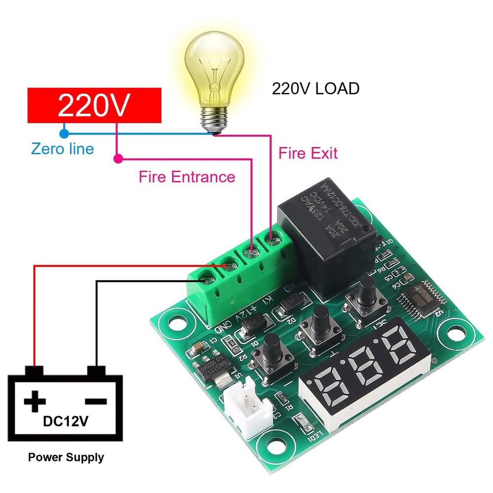 W1209 DC 12V Digital Temperature Controller Board -50-110°C Electronic Tem2183