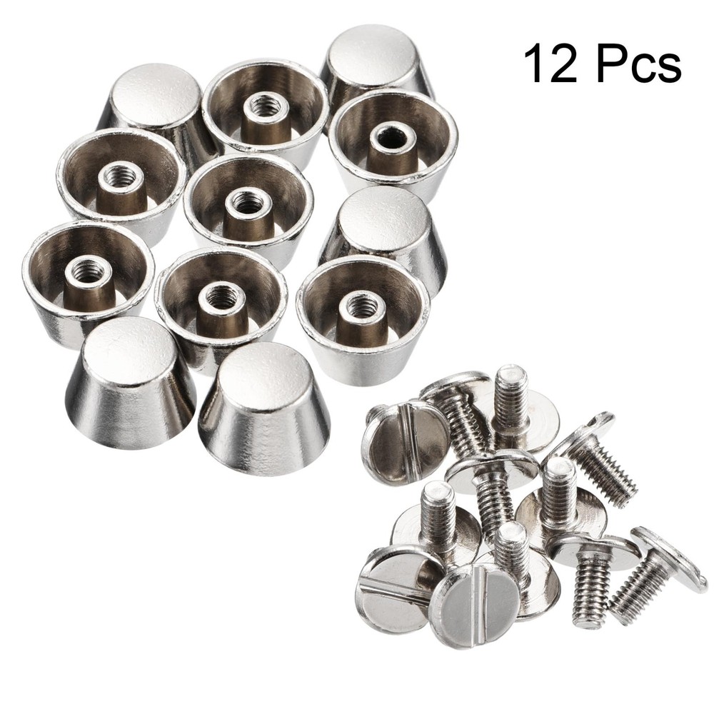 12x7mm Rivet Studs Screw Back Flat Cable Feet Stud Silver Tip 12pcs
