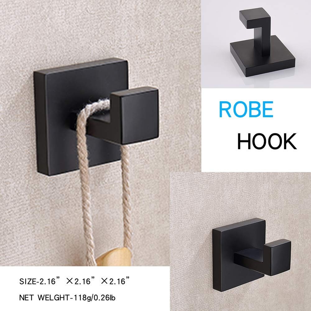 3-Piece Bathroom Hardware Set Matte Black Wall Mounted Bathroom Accessory Set...