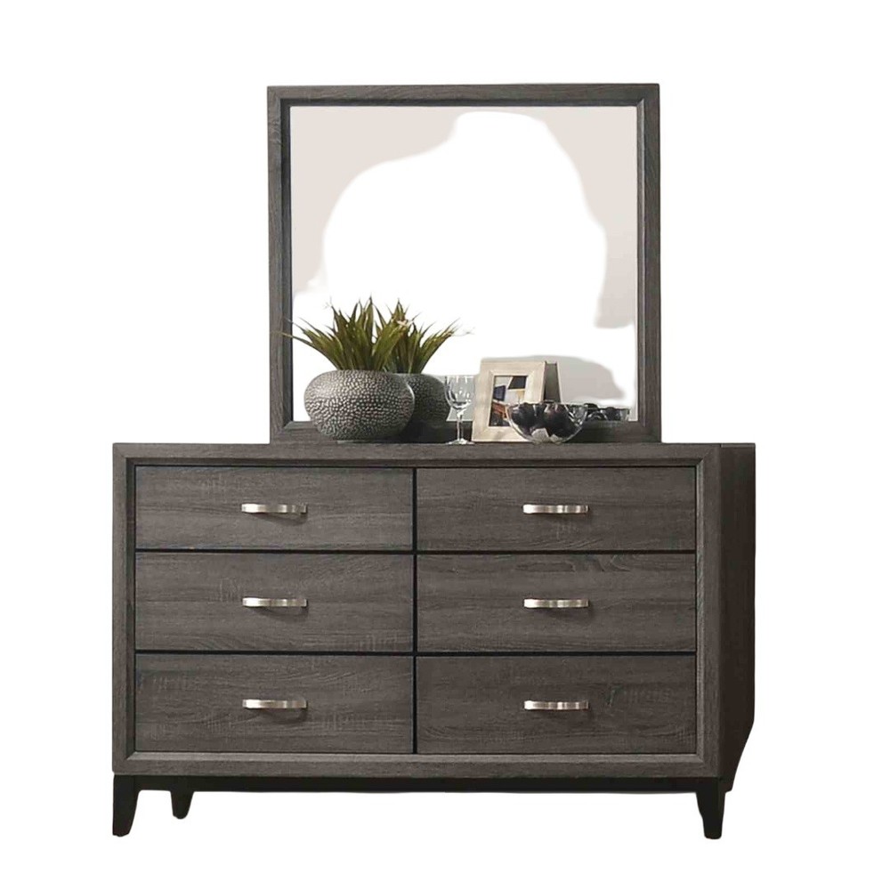 Contemporary Style Eastern King Size 6pc Bed Set Panel Headboard Two Tone Design