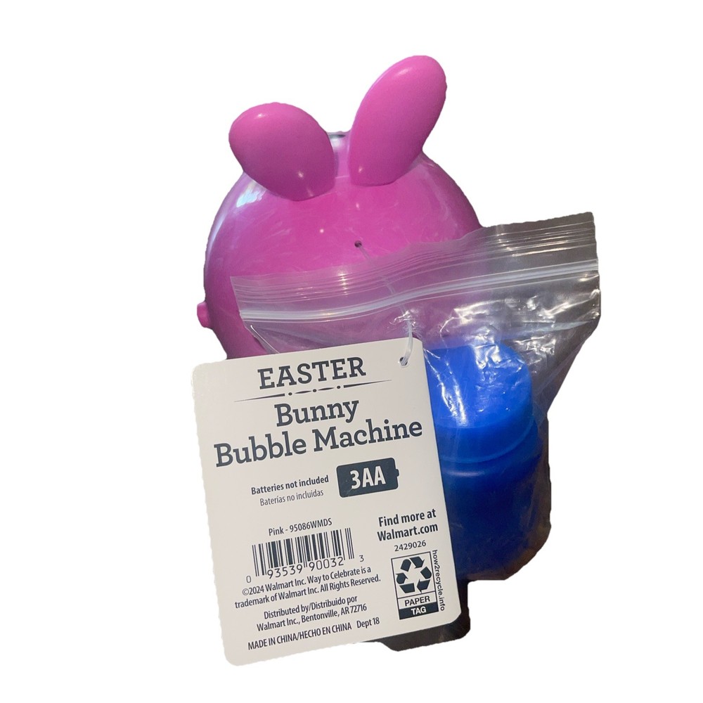 Spring Pink Bunny Bubble Machine, with 2 oz Bubble Solution