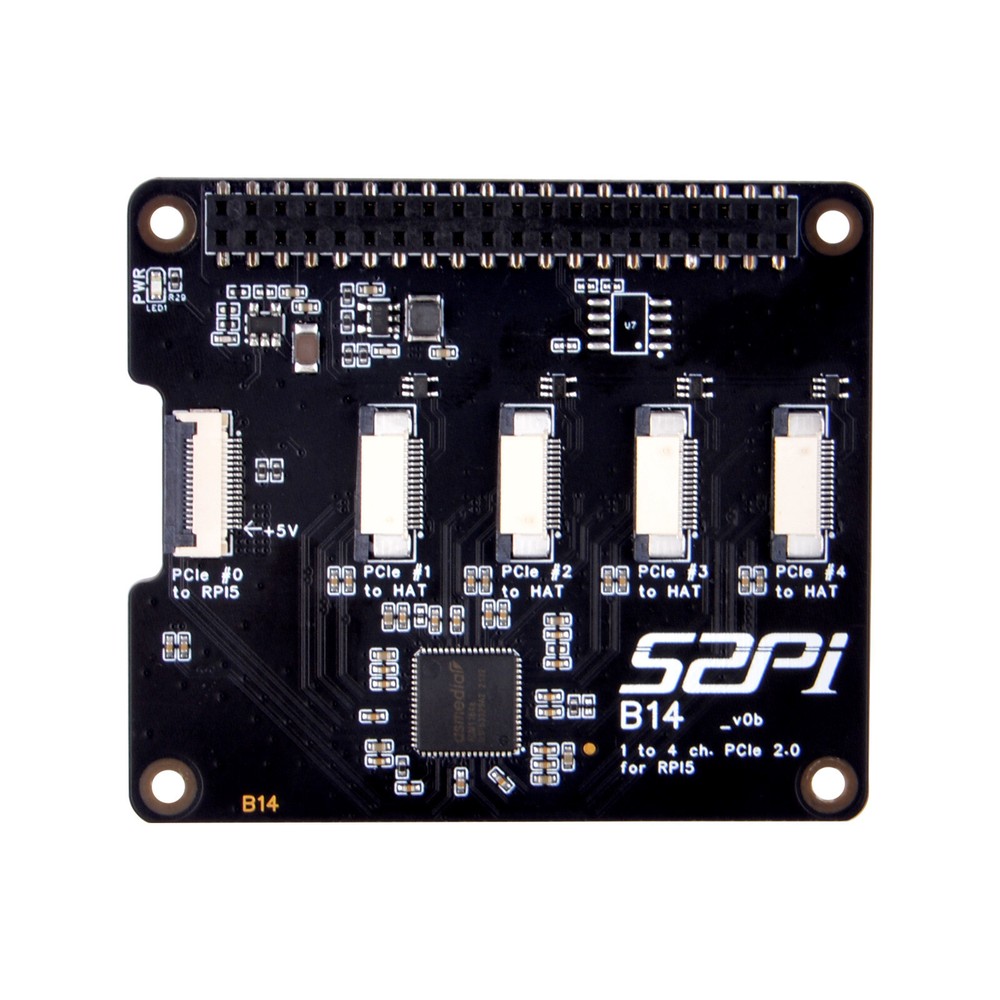 B14 Quad FPC PCIe HAT for Raspberry Pi 5 Daisy-Chaining Capability
