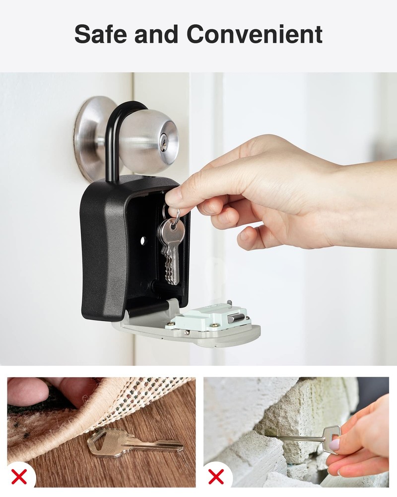 Portable Key Lock Box Combination Wall-Mounted for Secure Key Storage Gray